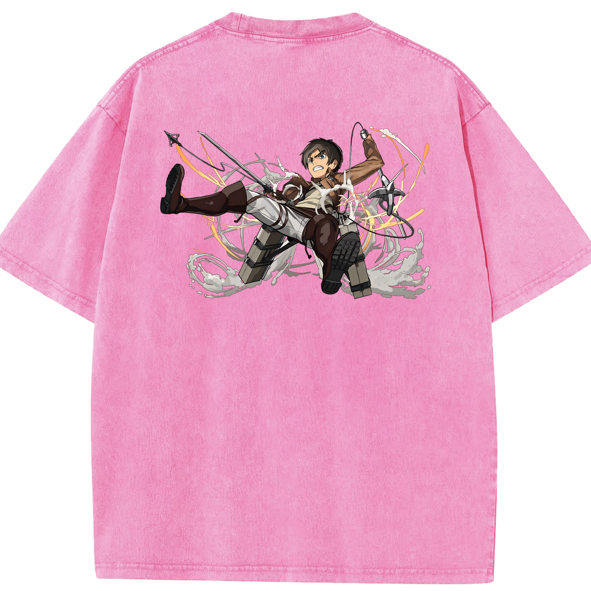 （画像用） 進撃の巨人 エレン･イェーガー Attack on Titan Eren Jäger 綿100% ヴィンテージ風 半袖Tシャツ（背面プリント）